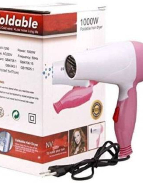 Professional NV-1290 Hair Dryer With 2 Speed Control|Electric |Foldable|1000 W Hair Dryer  (1000 W, Blue, Pink)